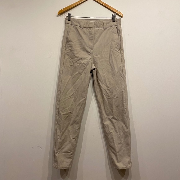 COS Cream Straight Barrel Leg Flat Front Minimalist Trouser Pants size 4 - Picture 1 of 6